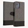 Husa Motorola Moto E13, Gri/Negru, Textil/Silicon, 61626.22