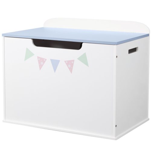 Cutie depozitare jucarii din lemn Navaris, 60x41x39 cm, banca pentru sezut, albastru, lemn