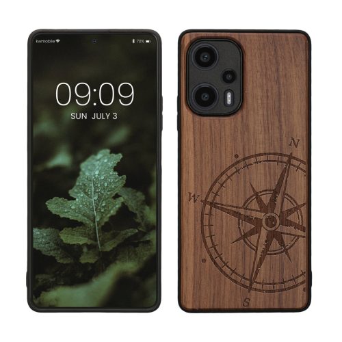 Husa Xiaomi Poco F5, Maro, Lemn/Silicon, 61661.01