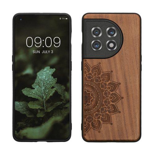 Husa OnePlus 11, Maro, Lemn/Silicon, 60791.02