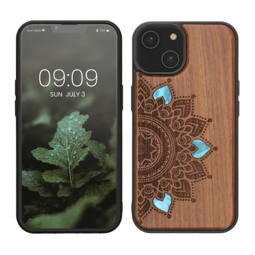Husa Apple iPhone 14, Maro, Lemn/Silicon, 59124.06