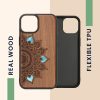 Husa Apple iPhone 14, Maro, Lemn/Silicon, 59124.06