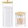 Organizator cosmetice, dischete demachiante si betisoare urechi, transparent, 2 compartimente, plastic/bambus, Navaris, 59140.03