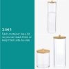 Organizator cosmetice, dischete demachiante si betisoare urechi, transparent, 2 compartimente, plastic/bambus, Navaris, 59140.03