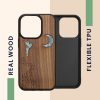 Husa Apple iPhone 14 Pro, Maro/Multicolor, Lemn/Silicon, 59126.08