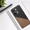 Husa OnePlus Nord 3 5G, Maro/Negru, Lemn/Silicon, 61769.01