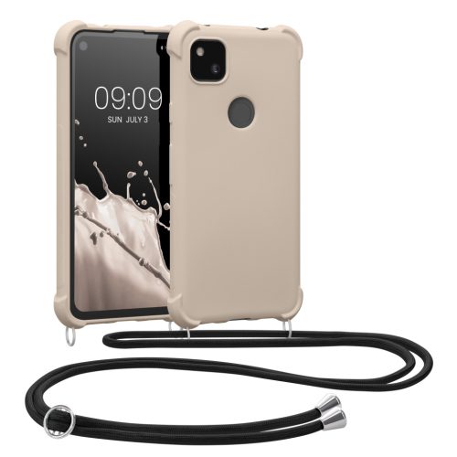 Husa cu jnur Google Pixel 4a, Crem, Silicon, 53842.16