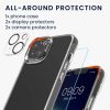 Set Husa si 2 Folii protectie fata/camera foto Apple iPhone 14, Transparent, Plastic/Sticla securizata, 61824.03