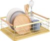Scurgator de vase Navaris, cu suport de picurare, cu raft pentru farfurii, pahare si tacamuri, maro, 52545.04