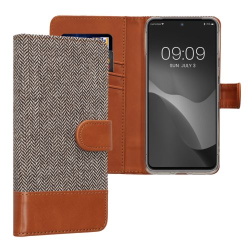 Husa Google Pixel 8, Gri deschis/Maro, Textil/Silicon, 61887.01