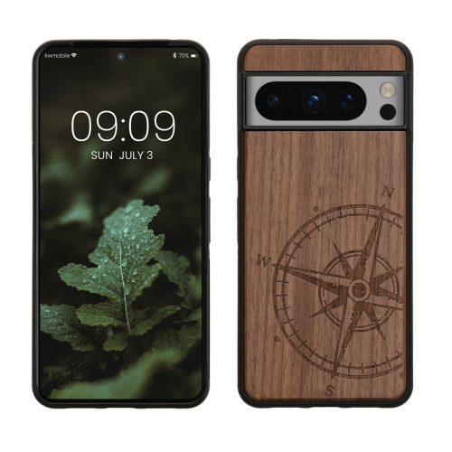 Husa Google Pixel 8 Pro, Maro, Lemn/Silicon, 61876.02