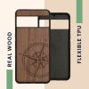 Husa Google Pixel 8 Pro, Maro, Lemn/Silicon, 61876.02