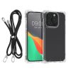 Husa cu jnur detasabil Apple iPhone 15 Pro Max, Transparent/Negru, Policarbonat, 62040.01