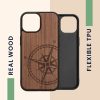 Husa Apple iPhone 15, Maro, Lemn/Silicon, 62011.01