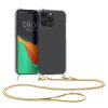 Husa cu jnur Apple iPhone 15 Pro Max, Transparent/Auriu, Silicon, 62032.21