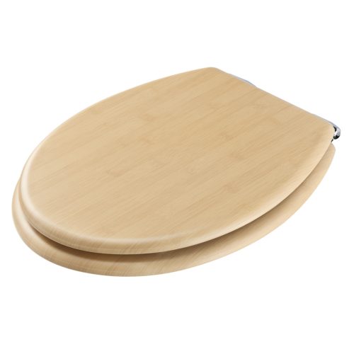 Capac toaleta Navaris, inchidere lenta, 42.5x35.8x5.6 cm, compatibil universal, maro, bambus