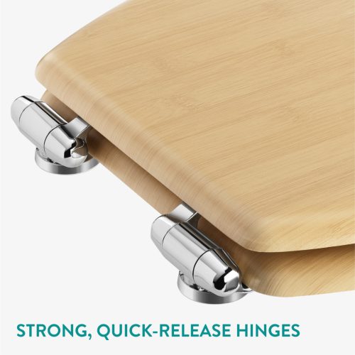 Capac toaleta Navaris, inchidere lenta, 42.5x35.8x5.6 cm, compatibil universal, maro, bambus