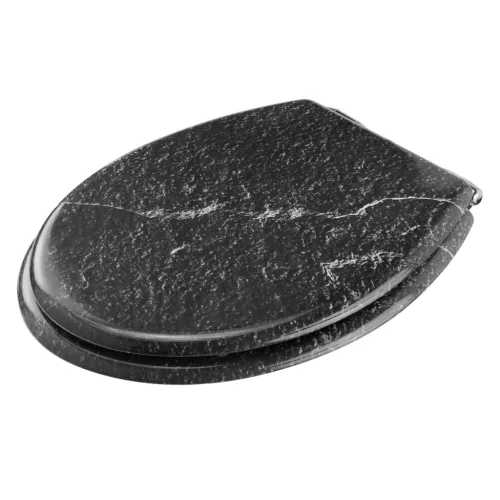 Capac toaleta Navaris, inchidere lenta, 42.5x35.8x5.6 cm, compatibil universal, negru, plastic