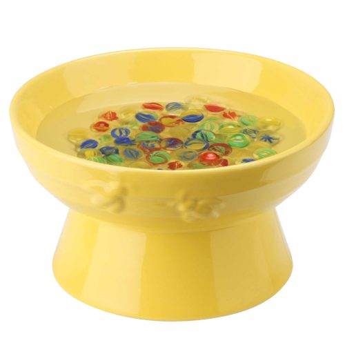 Statie de apa pentru albine Navaris, cu 80 bile de sticla, galben, ceramica, NAV000011QL002C