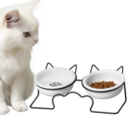 Set 2 boluri pisici Navaris, 350 ml, ergonomic si inaltat, ceramica, NAV000025YB001C