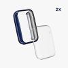 Set 2 Huse Kwmobile pentru Xiaomi Mi Band 7 Pro, Transparent/Albastru inchis, Silicon, KWM0000177C006C