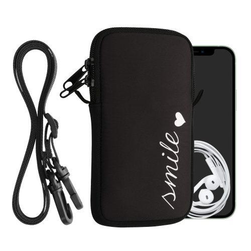 Husa Universala telefon, Marime L - 6.5 inch, Negru/Alb, Neopren, KWM000016AJ020C