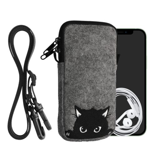 Husa Universala telefon, Marime XL - 6.8 inch, Gri/Negru, Textil, KWM000016AK017C