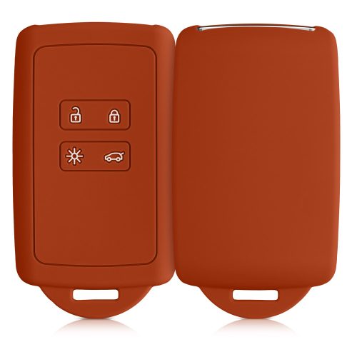 Husa Cheie Auto Kwmobile pentru Renault 4 Butoane - Smart Key, Portocaliu, Silicon, KWM000009SO043C