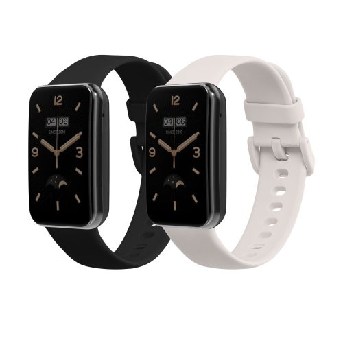 Set 2 Curele Kwmobile pentru Xiaomi Mi Band 7 Pro, Negru/Alb, Silicon, KWM0000176Z009C