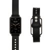 Curea Kwmobile pentru Xiaomi Mi Band 7 Pro, Negru/Maro, Piele naturala, KWM0000187H004C
