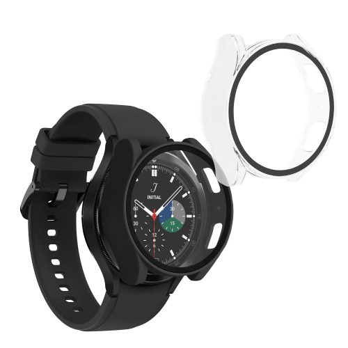 Set 2 Huse Kwmobile cu sticla securizata pentru Samsung Galaxy Watch 6, Negru/Transparent, Plastic, KWM000024TD001C
