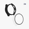 Set 2 Huse Kwmobile cu sticla securizata pentru Samsung Galaxy Watch 6, Negru/Transparent, Plastic, KWM000024TD001C