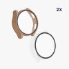 Set 2 Huse Kwmobile cu sticla securizata pentru Samsung Galaxy Watch 6, Crem/Transparent, Plastic, KWM000024TD002C