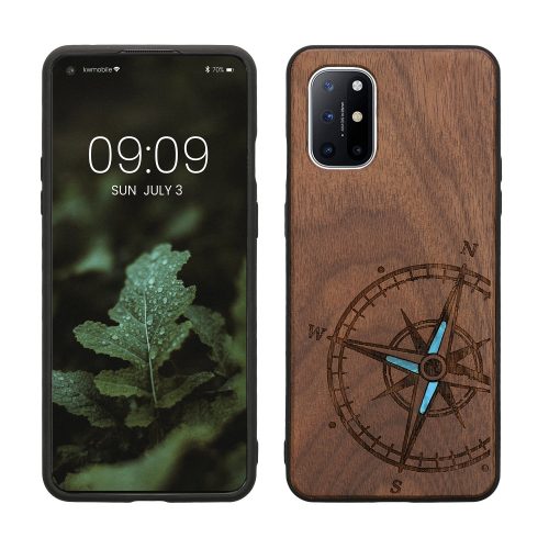Husa OnePlus 8T, Maro/Albastru, Lemn, KWM0000123P006C