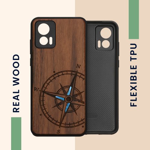 Husa Motorola Edge 30 Neo, Maro/Albastru, Lemn, KWM000018RR002C