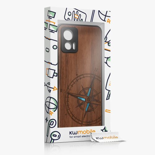 Husa Motorola Edge 30 Neo, Maro/Albastru, Lemn, KWM000018RR002C