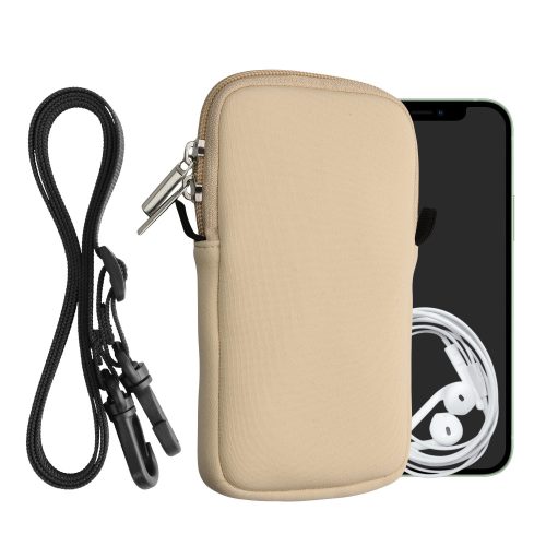 Husa Universala telefon, Marime L - 6.5 inch, Crem/Negru, Neopren, KWM000016AI051C