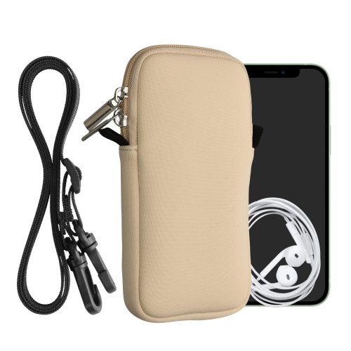 Husa Universala telefon, Marime XL - 6.8 inch, Crem/Negru, Neopren, KWM000016AI053C