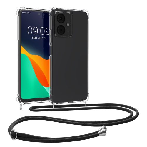 Husa Motorola Moto G14, Transparent/Negru, Silicon, KWM000022NC001C