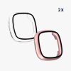 Set 2 Huse Kwmobile cu sticla securizata pentru Fitbit Versa 4/Sense 2, Transparent/Roz, Plastic, KWM000024UJ003C
