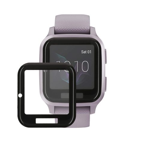 Set 2 Folii de protectie Kwmobile pentru Garmin Venu Sq 2 Music, Transparent/Negru, Polimer, KWM000024UU001C