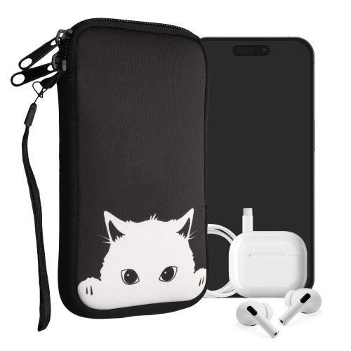 Husa Universala telefon, Marime L - 6.5 inch, Negru/Alb, Neopren, KWM000007UJ136C