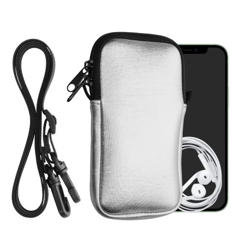 Husa Universala telefon, Marime M - 5.5 inch, Argintiu, Neopren, KWM000016AI057C