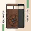 Husa Google Pixel 7a, Maro/Albastru, Lemn, KWM000019YK004C