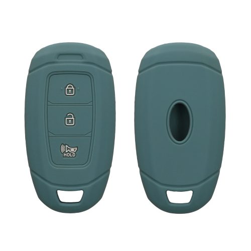 Husa Cheie Auto Kwmobile pentru Hyundai 3 Butoane - Keyless Go, Verde inchis, Silicon, KWM000009FX002C