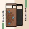 Husa Google Pixel 7a, Maro/Albastru, Lemn, KWM000019YK006C