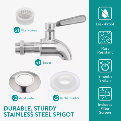Dozator bauturi Navaris, 5L, robinet inox, cu infuzor fructe si tub de gheata, NAV0000111P003C