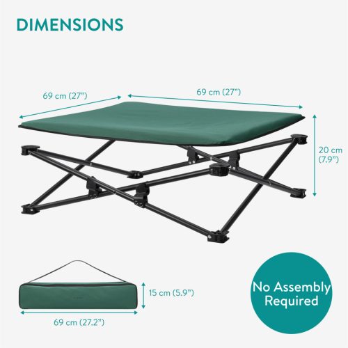 Pat ridicat pentru caini Navaris, 70 x 70 cm, cu geanta, gri, poliester, NAV0000272E001C
