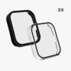 Set 2 Huse Kwmobile cu sticla securizata pentru Amazfit Bip 5, Transparent/Negru, Plastic, KWM000024ZC002C