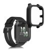 Set 2 Huse Kwmobile cu sticla securizata pentru Garmin Venu Sq 2 Music, Transparent/Negru, Plastic, KWM000024ZF002C